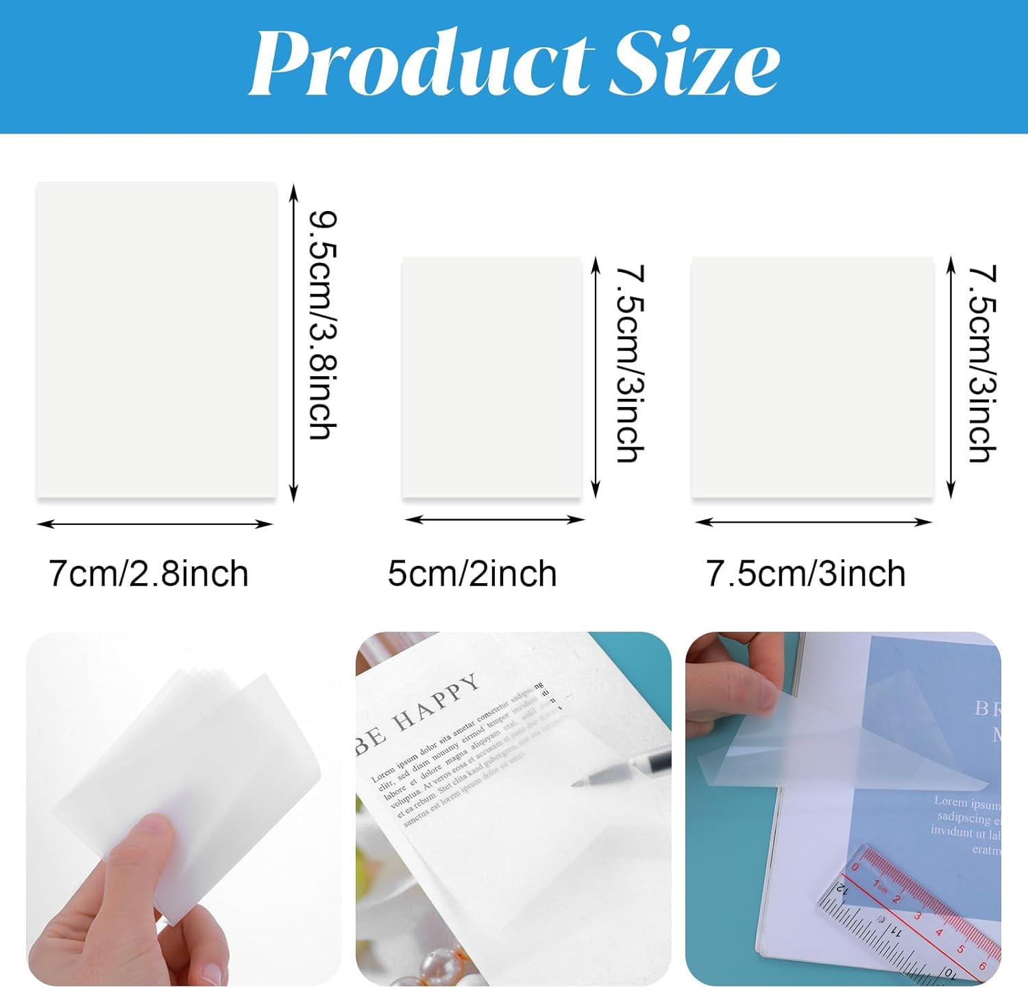 Transparent Sticky Notes For Books, Clear Notes, 150 Sheet Translucent Sticky Note - Pack Of 3