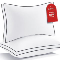 Premium Pillows, Luxury Soft Hotel Quality Gusseted Pillow, Queen Size Pillow | White, Alternative Bed Pillow | For Side, Back, Stomach Sleeper, Relief Neck Head & Shoulder Pain - Set Of 2