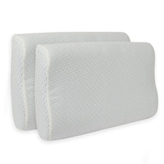 Cooling Gel Memory Foam Pillow, Neck Support Cervical Pillow For Pain Relief | Orthopedic Ergonomic Support For Side, Back & Stomach Sleepers | Removable Cover, White Pillow - Pack Of 2