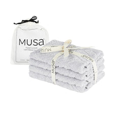 Musa Banana Face Towels 400 Gsm | Terry Face Towel With Free Bag | Super Soft & Ultra Absorbent Towels For Facewash (Shadow Grey)- Set Of 4