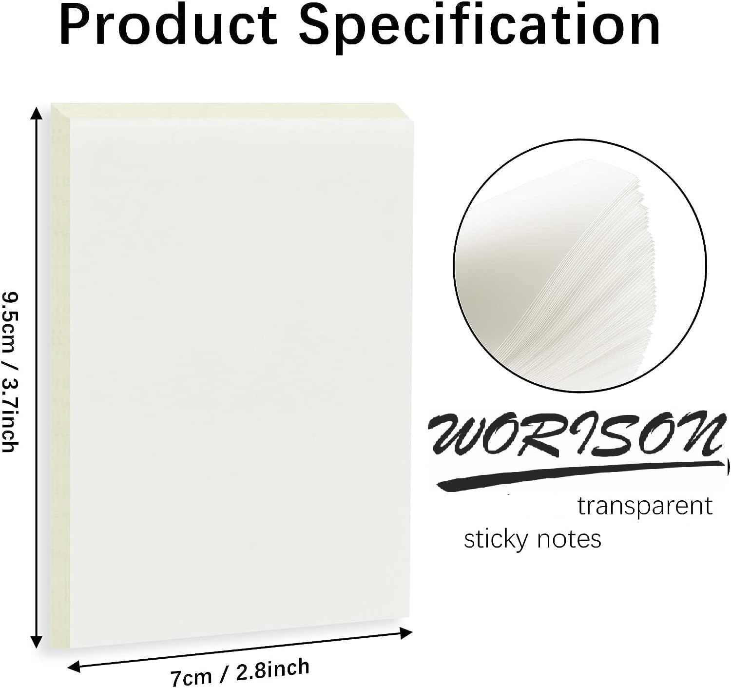 Transparent 3 X 4 Inch Sticky Notes Pad Waterproof Translucent Sticky Notes 100 Sheets