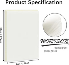 Transparent 3 X 4 Inch Sticky Notes Pad Waterproof Translucent Sticky Notes 100 Sheets