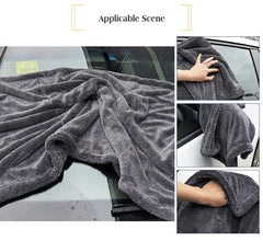 Auto Hub Microfiber Cloth 250 Gsm | Ultra Soft- Edgless & Dual Sided Microfiber Cloth Lint & Streakfree Car Cleaning Cloth - Blue Grey (Pack Of 1)