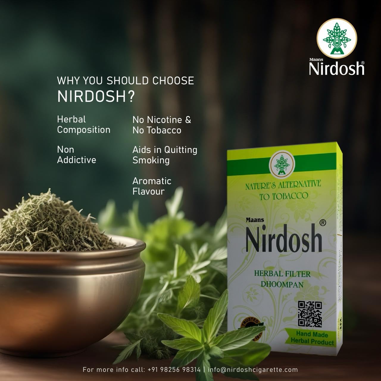 Clove Mint Flavored Herbal Filter Dhoompan Sticks - Pack Of 3X 10 Pcs Herbal Cigarette | Bidi Sticks Rolled In Tendu Leaves, Non-Addictive Sticks - Tobacco Free & Nicotine Free