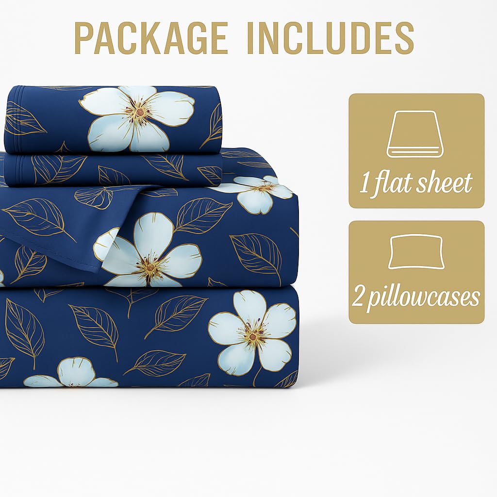 King Bedsheets Include Pillow Cover, Ultra Soft - 108x108 Inches, Dark Blue | Ideal For Home, Hotel, Villa, Resort & Guest House