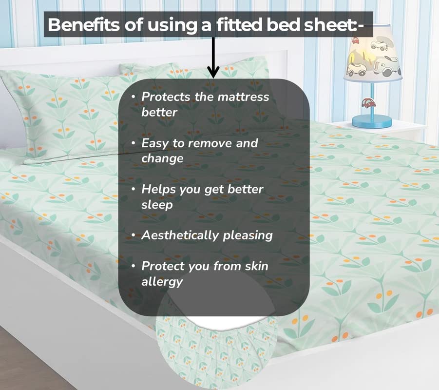 1 Double Bedsheets With 2 Pillow Covers - 78 X 72 Inches, Sea Green | Double Bed With All Around Elastic Super Soft Breathable & Wrinkle Free