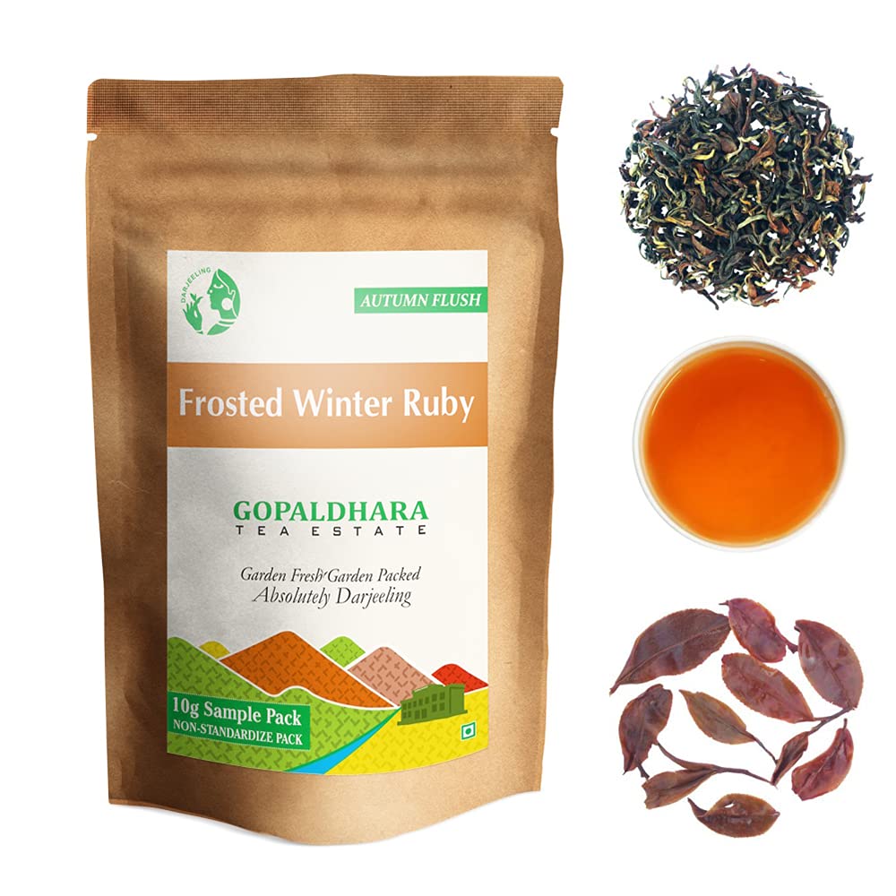Gopaldhara Darjeeling Frosted Autumn Flush Tea Sample Pouches - Pack Of 5 Teas X 10gm, 0.35 Ounce Each | Autumn Flush Low Caffeine Loose Leaves