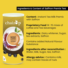 Chaizup Premium 1 Min Instant Saffron Tea Premix - 1 Kg Can, 35.2 Ounce | Instant Kesar Chai Powder - Just Add Hot Water | Low Caffeine