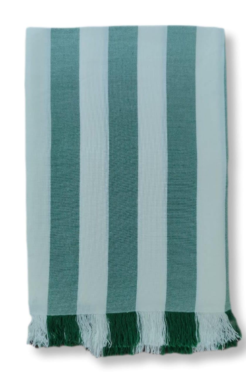 Gokak 100% Bamboo Bath Towels 300 Gsm | Ultra Soft, High Absorbent & Quick Dry Towels (Green & White)