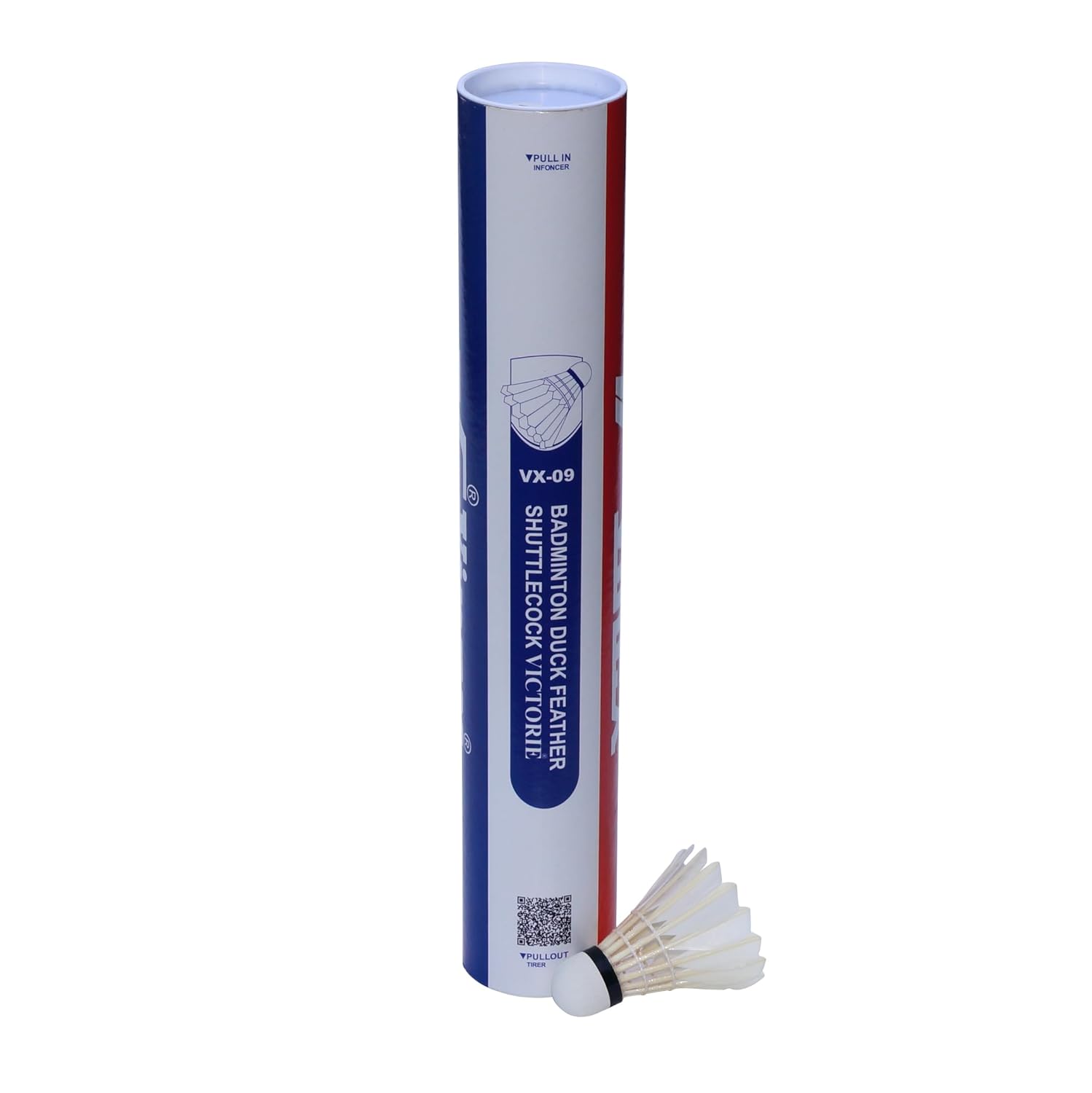 Vinex Victorie VX - 09 Badminton Duck Feather Shuttlecock | White , 1 Pack Of 12 Pcs