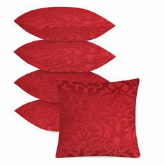 Microfiber Square Pillow Cushion For Sofa & Bed, Maroon - 12 X 12 Inch | Soft, Fluffy For Comfort & Back Support | Breathable, Washable | Premium Velvet Outer Cover With Zip - Set Of 5
