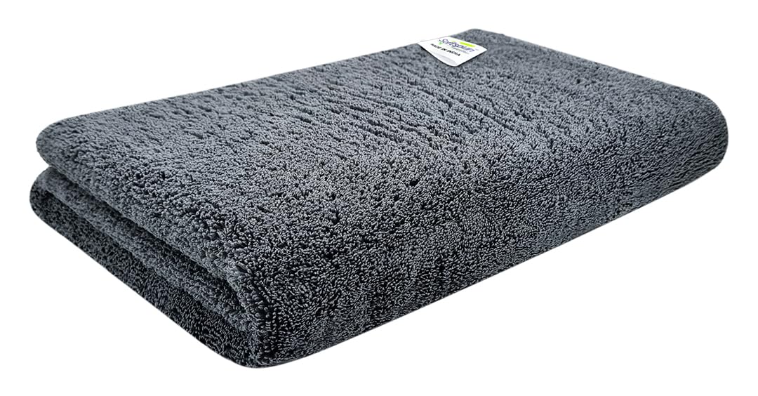 Softspun Microfiber High Loop Hair & Face Care Bath Towel 450 Gsm | Ultra Absorbent Super Soft & Comfortable Quick Drying Extra Large Towel (Grey)