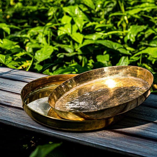 Handcrafted Brass Plate - Thali - Dinner Plate Serving Tableware | Golden Brass Non-Toxic