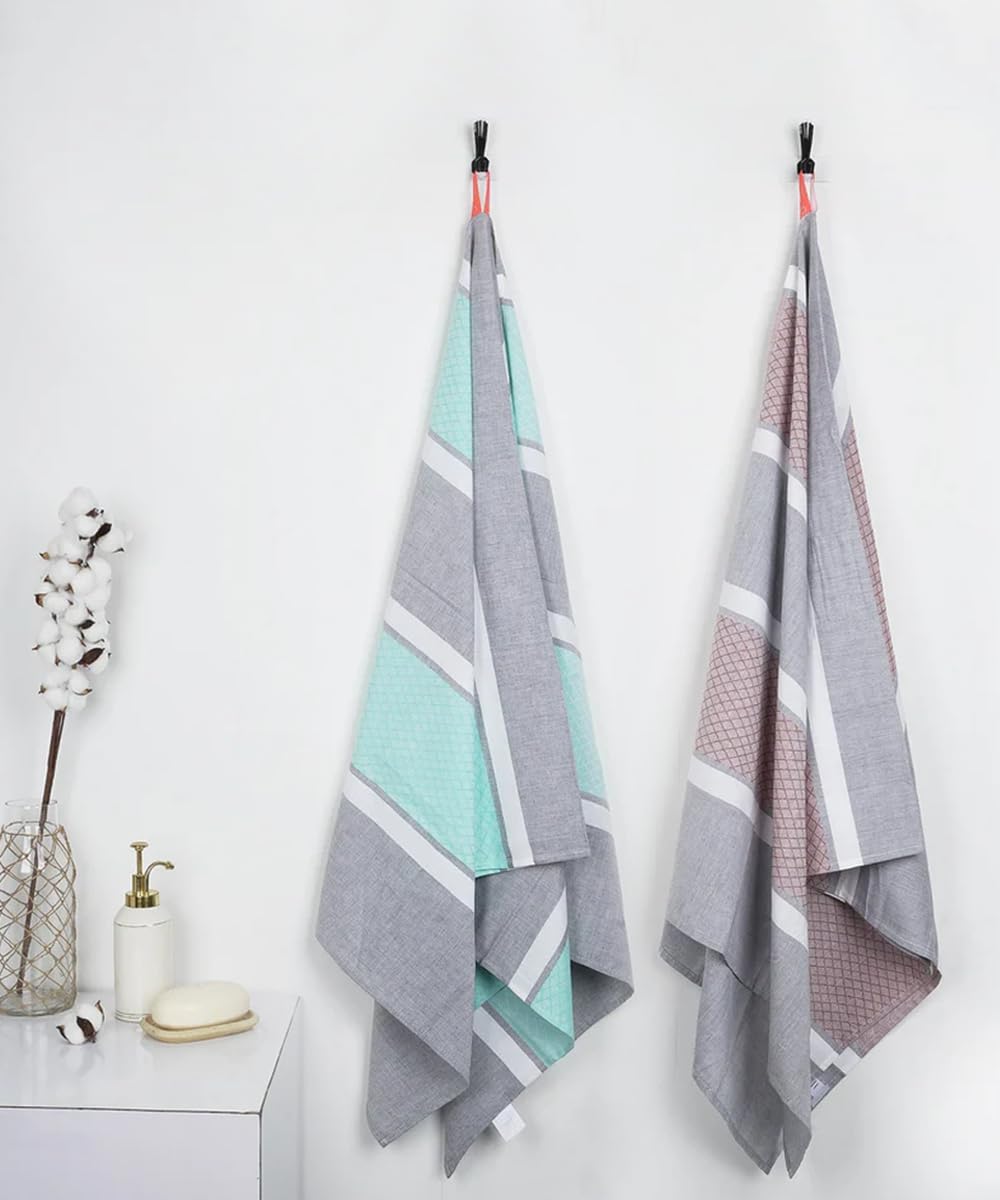 Thirsty Towel By Doctor Towels Premium Cotton Bath Towels 400 Gsm | Super Soft Towels, Quick Dry Bath Towels Large Size | Pack Of 2 (Summer Green + Autumn Brown)