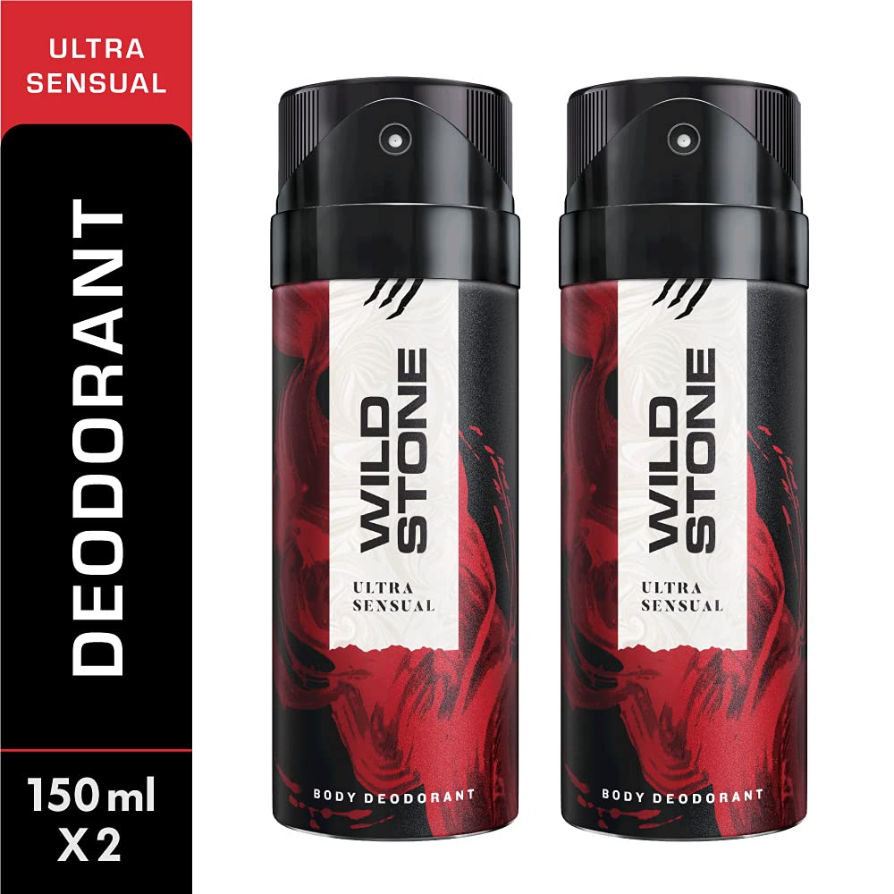 Wild Stone Ultra Sensual Deodorant 300ml 10.1 Fl.oz. Pack Of 2 | Perfect Gift Set For Men