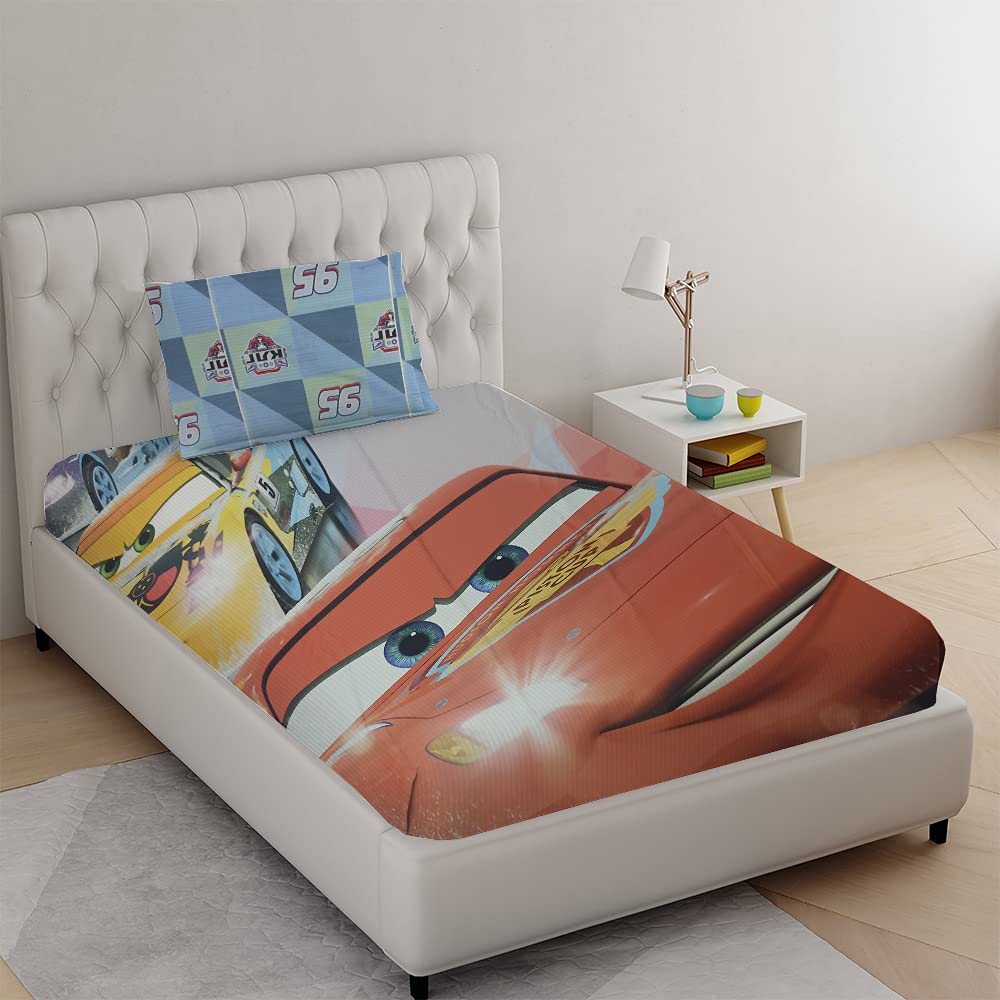 100% Cotton Kids Bedsheet For Single Bed With 1 Pillow Cover - 57 X 88 Inches, Red | Durable & Wrinkle Free - All Season Bedding