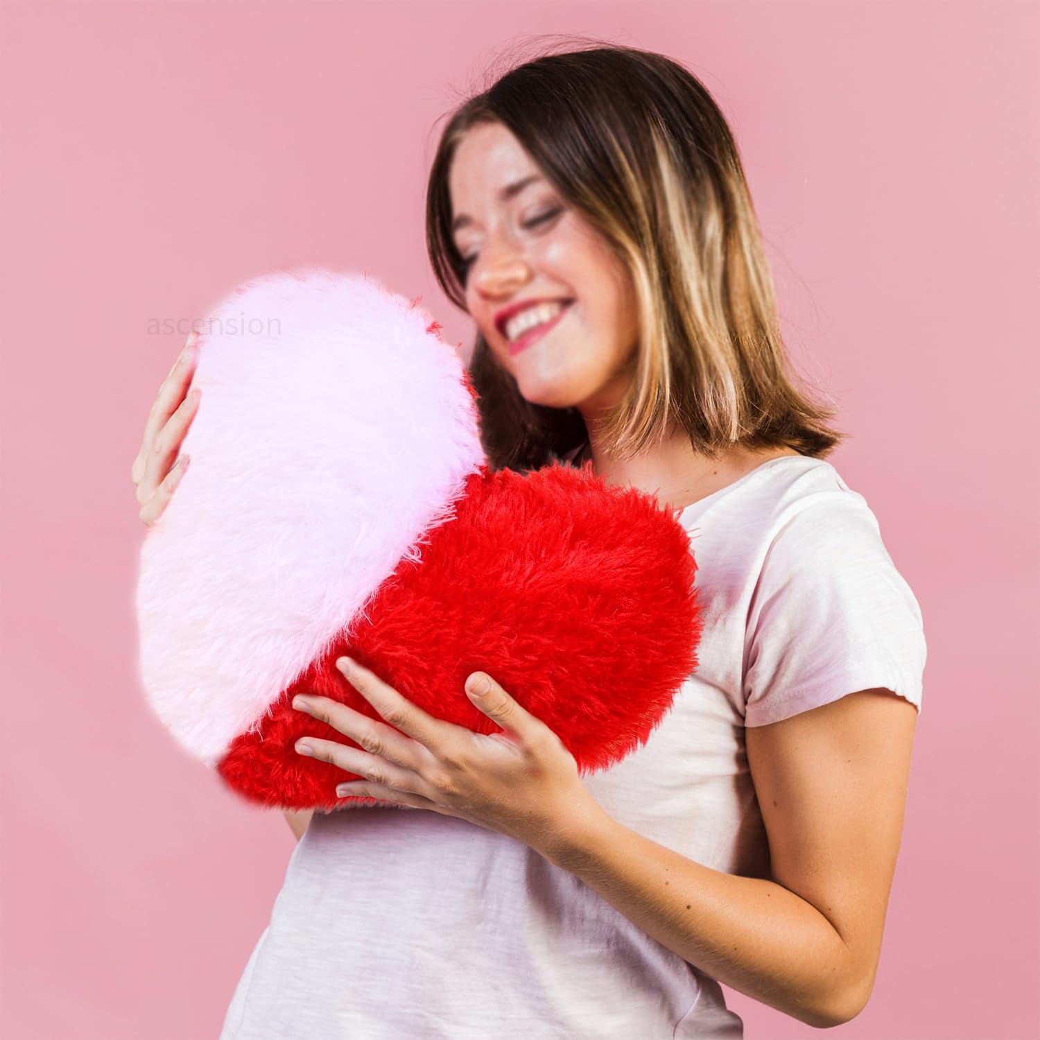 Heart Shape Cushion Pillow, Valentine Gift, Red & White, Valentine's Day Pillow | For Girlfriend Boyfriend Couples Husband & Wife Valentine's Day Pillow, Best Birthday Gift, Christmas Gift