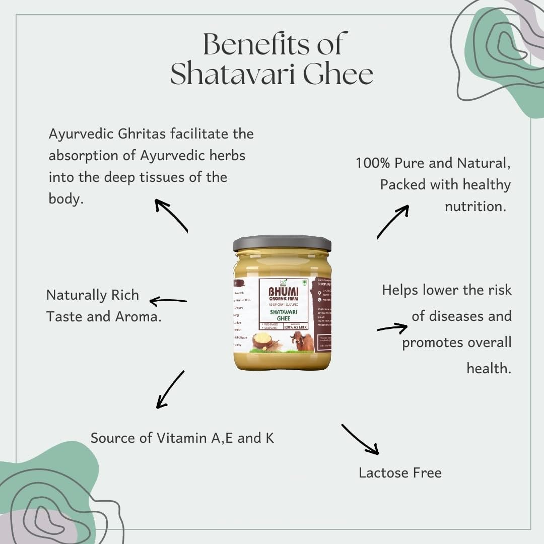 100% Natural Ashwagandha Ghee By Bhumi Organic Farm | Rich In Protein Fiber Healthy A2 Gir Cultured Cow Ghee Good For Overall Health | (500ml) 16.9 Ounce | Jar Pack
