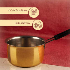 Golden Brass Saucepan For Tea, 1.5 Liters | Small Milk Pan - Tea Pan | 100% Pure Brass & Non-Toxic Cookware With Ayurvedic Health Benefits, Non-Stick