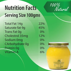Organic Desi Cow Ghee By ATS | High In Protein Fiber Healthy Desi Ghee Perfect For Boost Energy | (500ml) 16.9 Ounce | Jar Pack