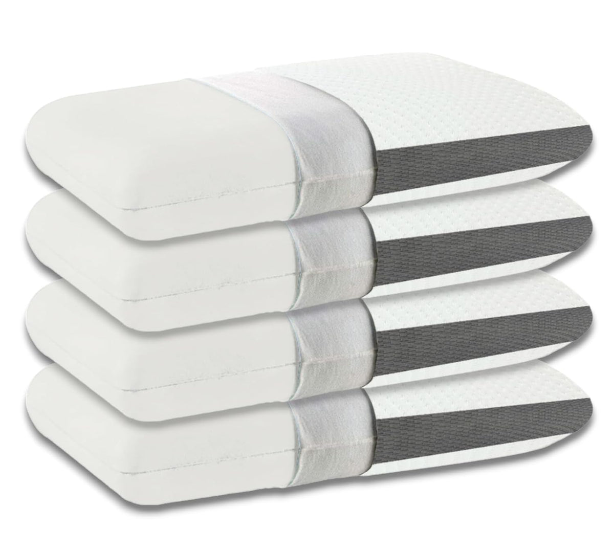 Memory Foam Pillow, Orthopedic & Cervical Pillow, White, Size - 22 X14 X 4 Inch | Pillow For Relieving Neck & Shoulder Pain With Free Pillow Cover | Cooling & Breathable - Set Of 4