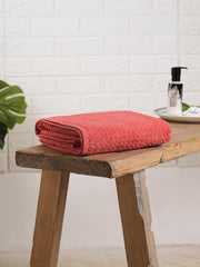 Spaces 100% Cotton Large Bath Towel 400 Gsm | For Men & Women Super Absorbent, Quick Dry, Ultra Soft Dobby Solid Design Towels Large Size (Spiced Coral)