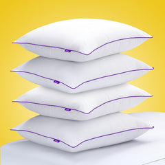 Ultimate Cozy Sleeping Pillow, Gel Microfiber Bed Pillow, White, King Size | Bed Pillow For Long Lasting Fluffiness, Breathable & Hypo - Allergenic Cushion For Bed - Pack Of 4