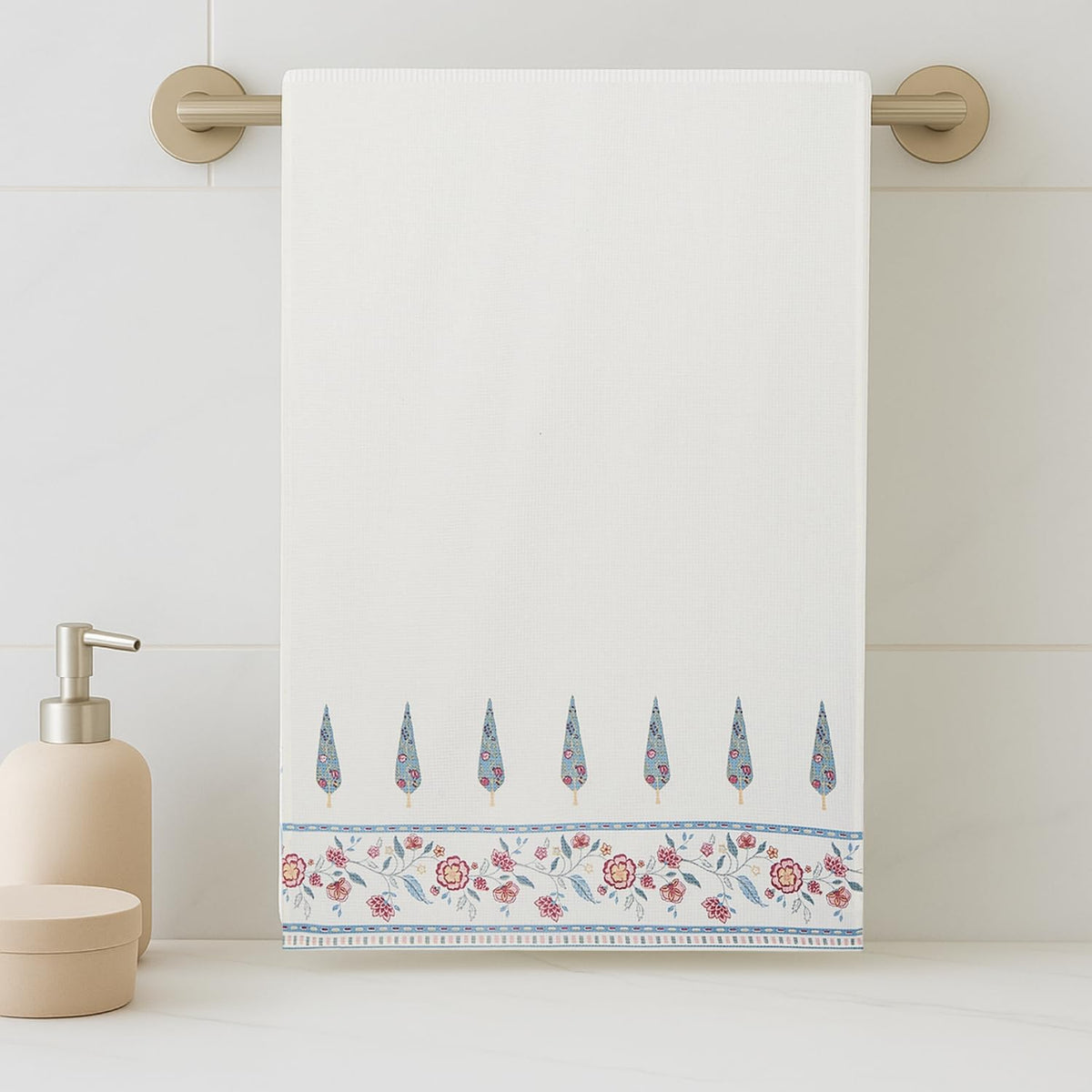 Haus & Kinder Regalia Waffle Bath Towel 400 Gsm | Honeycomb Large Size Bathing Towels | Blossom Whisper White