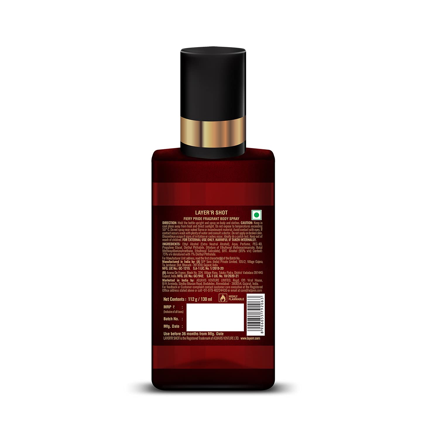 Layer'r Shot Fiery Pride | Long Lasting Body Spray 130ml 4.39 Fl.oz. | Perfect Fragrance For Gifting | For Men