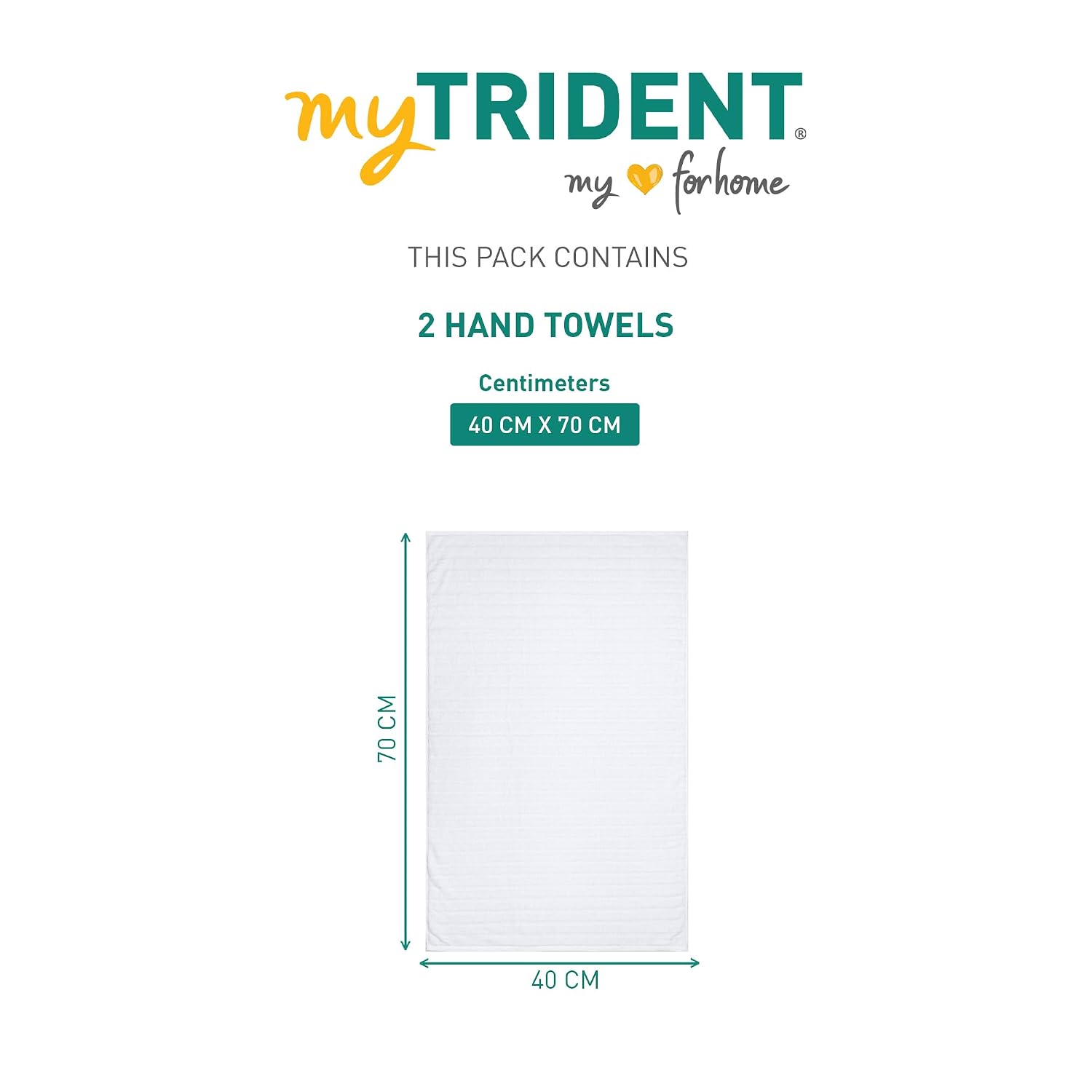 Mytrident Quick Dry 100% Cotton Hand Towel 400 Gsm (White) - 2 Pcs
