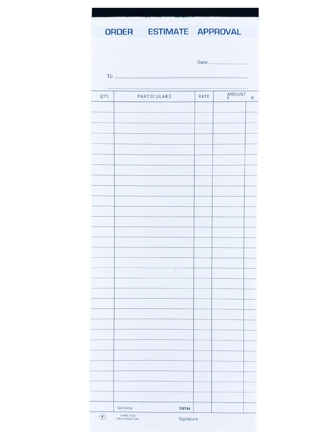 Estimate Pad No.2, 80 Sheets 160 Pages, Premium Stationery Billing Book For Shop & Office, 10Pcs