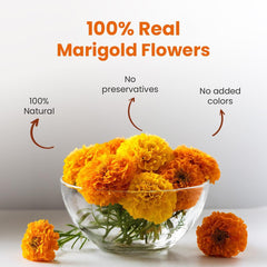 Blue Tea Organic Marigold Flower Herbal Tea - Pack Of 2 X 25gm Pet Jar, 0.8 Ounce Each, 50 Cups | Caffeine Free, Non-GMO, Flower Based Detox Tea - Gluten Free, Non-Bitter