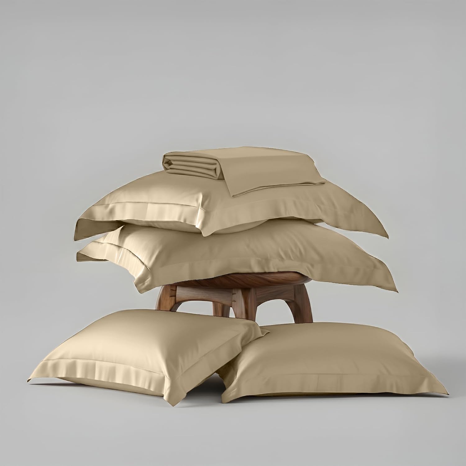 Bedding Set 1 Bedsheet King Size With 4 Pillow Cover - 108 X 108 Inches, Charming Ivory | Wedding, Bedroom, Date Night Collection | 300 Thread Count