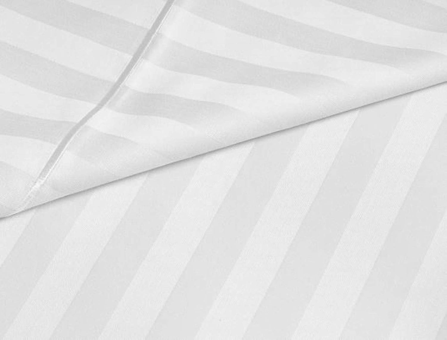 Premium 100% Cotton Stripes Single Fitted Bedsheet With 1 Pillow Covers - 36 X 78 Inches, White | Comfort & Luxury With Bedsheet