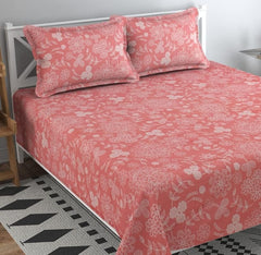 Printed Double Bedsheet King Size Set With 2 Pillow Covers - 90 X 100 Inches, Light Pink | Lightweight & Breathable, For Bedroom & Gifting Double Bedsheet