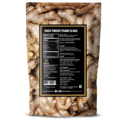 Blue Tea Caffeine Free Ginger Turmeric Herbal Tea - 10 Pyramid Tea Bags In Zipper Pack | Enhances Immune System - Gluten Free, Non-GMO