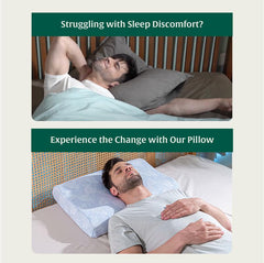 Cervical Pillow For Neck Pain & Shoulder Pain Relief, Orthopedic Pillow, Standard Size | Sky Blue, Cool Gel Memory Foam Pillow For Sleeping | Neck Support Medical Pillow - Set Of 2