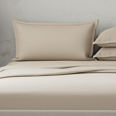 100% Cotton Plain Bedsheet Set With 4 Pillow Covers - 108 X 108 Inches, Beige | 300 Thread Count - Gift For Weddings Or Anniversary King Size Bedsheet
