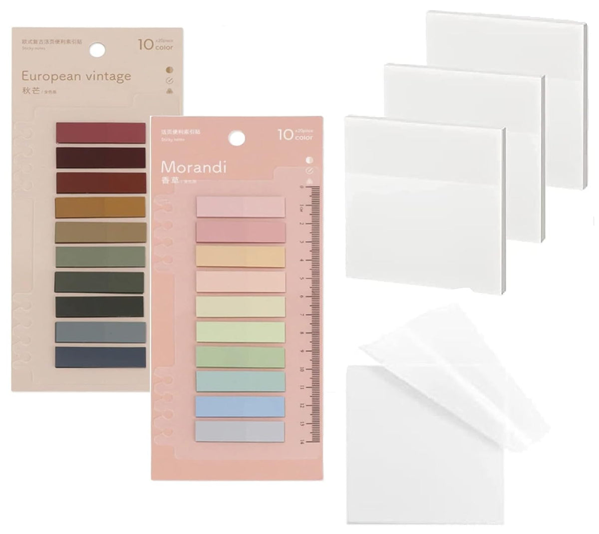Transparent Sticky Notes Writable Tabs - White 50 Pcs | 400 Pcs Different Colors - Pack Of 3