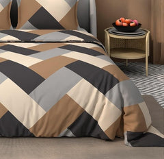 Printed Double Bedsheet For Queen Size With 2 Large Size Pillow Covers - 90 X 100 Inches, Beige & Brown | Light Weight, Suitable For All Seasons & Easy To Wash