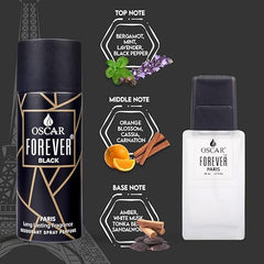 Oscar Exclusive Combo Of 2 Gift Collection Of Forever Black Paris 150ml 5 Fl.oz.with Forever Paris Eau De Parfum 60ml 2 Fl.oz. | Premium Long Lasting Perfume For Men & Women| Skin Friendly Unisex Perfume