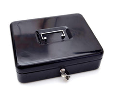 Steel Cash Box With Key Lock A Reliable Metal Money Organizer With Removable Tray & Lockable Cover 12 -Inch, Material - Metal, Colour - Black