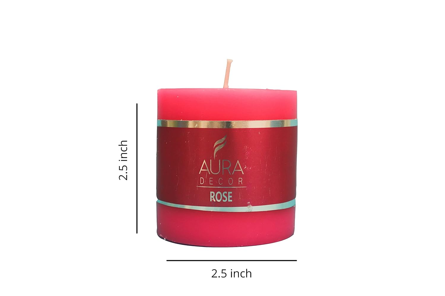 ROSE FRAGRANCE PILLAR CANDLE 2.5INCH SET OF 2 | PERFECT FOR ROMANTIC DATE CANDLE