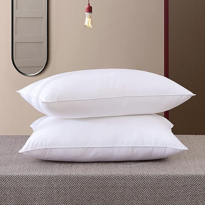 Microfiber Soft White Pillows, Pillows For Sleeping - 40x60 Cm | White Pillows, Neck Support, Anti Allergic, Lightweight, Antibacterial | For Long-Lasting Use - Set Of 2