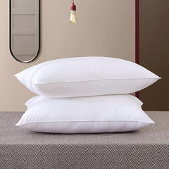 Microfiber Soft White Pillows, Pillows For Sleeping - 40x60 Cm | White Pillows, Neck Support, Anti Allergic, Lightweight, Antibacterial | For Long-Lasting Use - Set Of 2