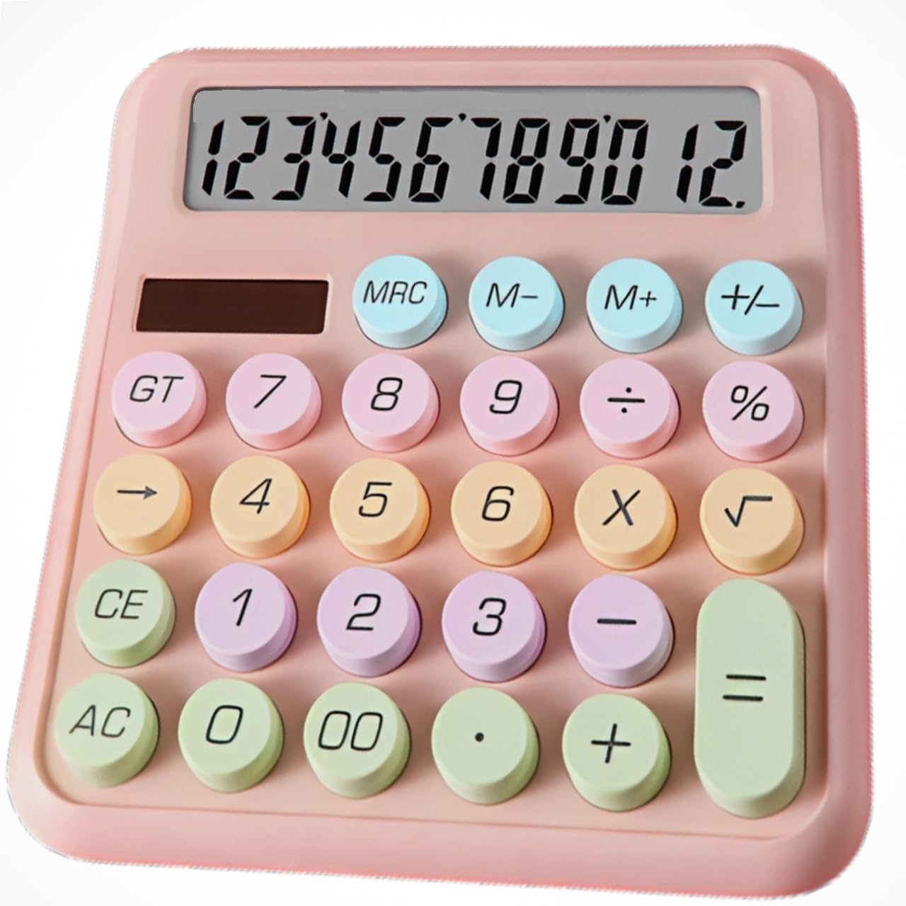 Mastano Desktop Cute Calculator -12 Digit large Display | Big Buttons | Solar Power |aesthetic Candy Color | For Office, School, Home Peach