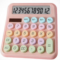 Mastano Desktop Cute Calculator -12 Digit large Display | Big Buttons | Solar Power |aesthetic Candy Color | For Office, School, Home Peach