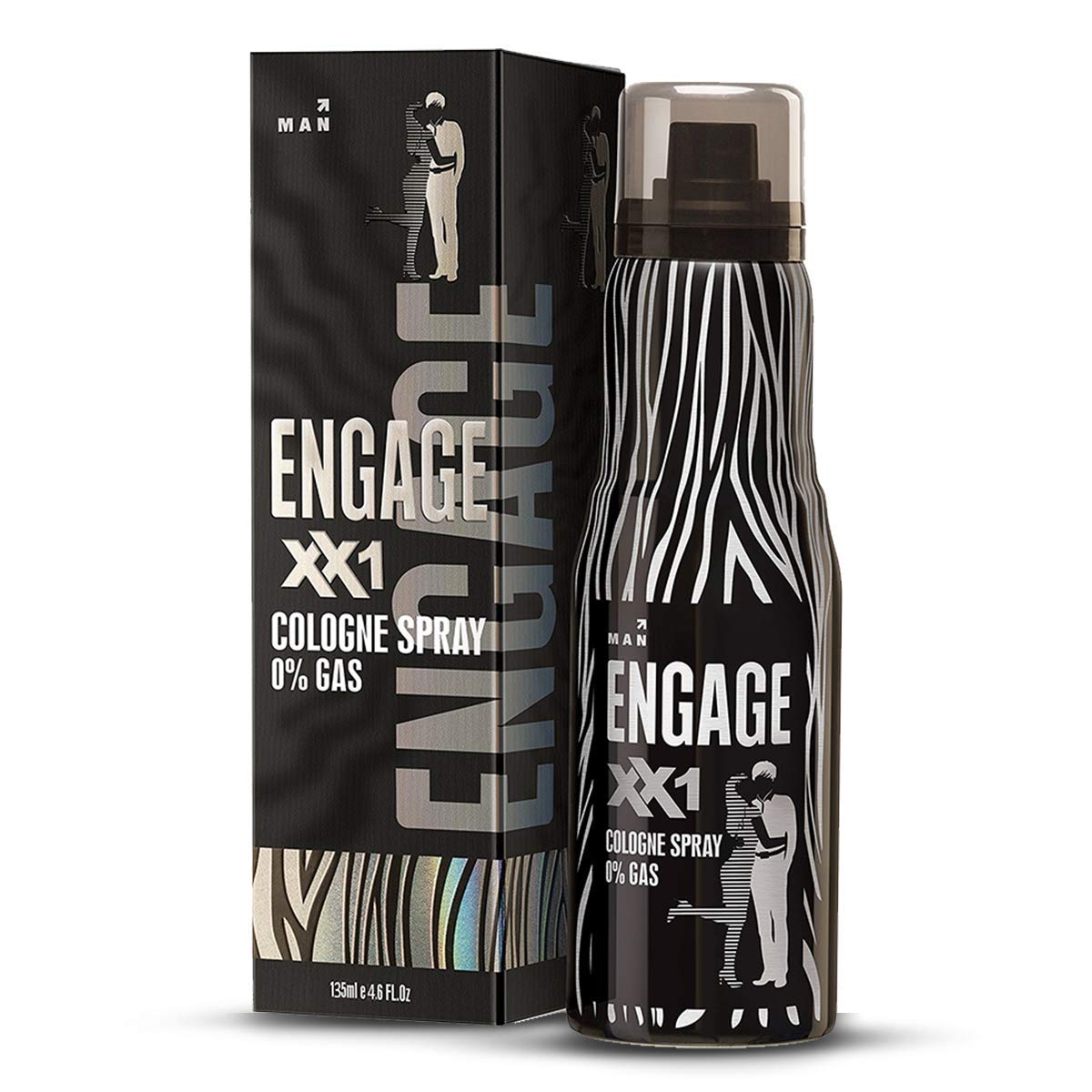 Engage Nudge Deodorant For Men Spicy & Wood  Skin Friendly 220ml 7.4 Fl.oz. & XX1 Cologne No Gas Perfume For Men Citrus & Spicy  Skin Friendly , 135ml 4.5 Fl.oz.