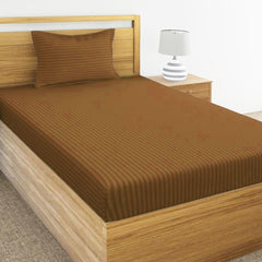 Glace Cotton 1 Single Bedsheet With 1 Pillow Cover - 60 X 90 Inches, Coffee | Comfort Fabric Bedsheet Home, Hotel & Guest House