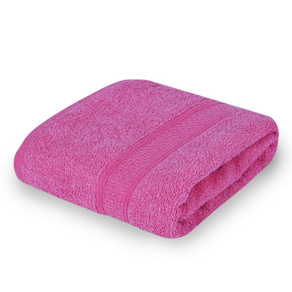 Fezora 100% Cotton Bath Towel 450 Gsm | Ultra Soft, Quick Dry, High Absorbency, Skin-Friendly Large Size Bath Towel (Dark Pink)